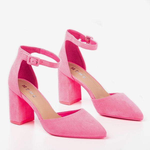 Neonowe różowe sandały damskie na wyższym słupku Raviola - Obuwie