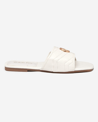 OUTLET Női fehér eco-bőr papucs arany díszítéssel Daliso - Lábbeli