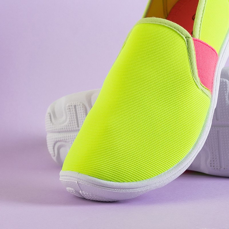 Neon sárga női szövet cipők csúsznak a Molara-ra - cipők