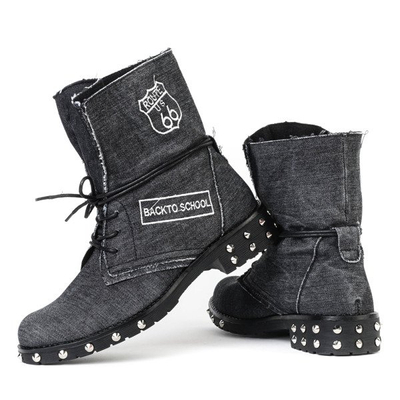 Jeansowe workery w kolorze czarnym Irini - Obuwie