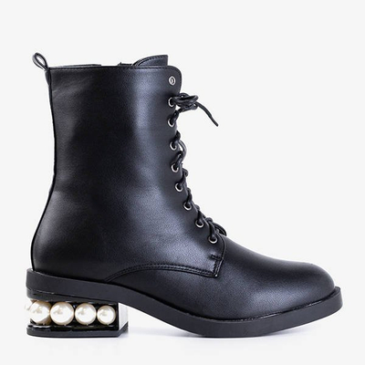 Női fekete lapos sarkú edzőcipő gyöngyökkel Minot - lábbeli