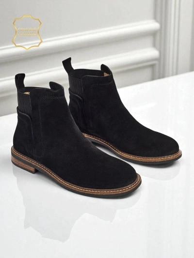 Czarne Botki Ariston Skórzane z Suede