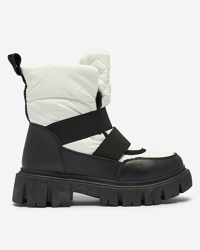Női hócsizma lapos talppal fekete-fehérben Ferory- Footwear