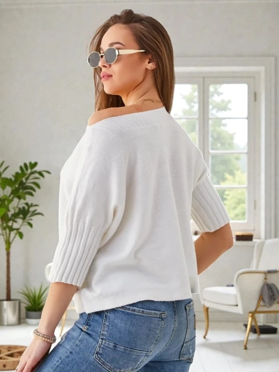 Royalfashion Női viszkóz pulóver rövid ujjakkal