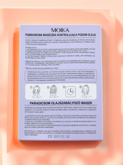 MOIKA Paradicsom lapmaszk a faggyútermelés szabályozásához 25 ml x 10 db