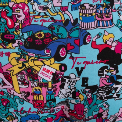 Színes férfi boxer, kék elasztikus - Fehérnemű