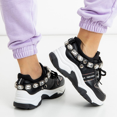 OUTLET Fekete női sportcipő köbös cirkóniákkal Frewan - Lábbeli