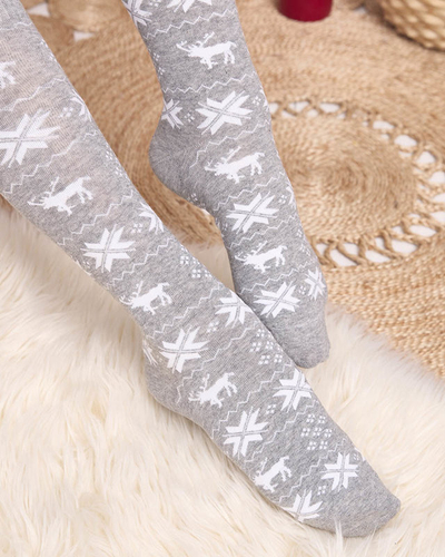 Női világosszürke hosszú karácsonyi zokni - Fehérnemű