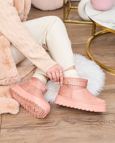 Royalfashion Világosbarna női cipő a'la hócsizma díszítéssel Parisela