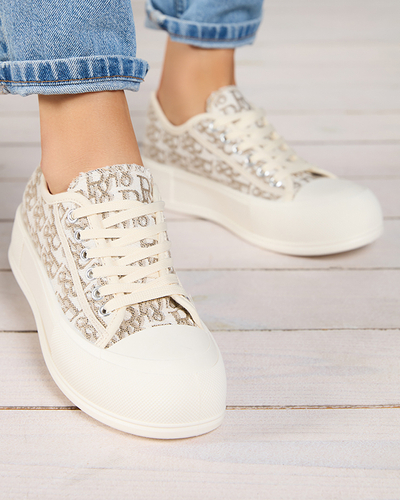 OUTLET Mintás női platform tornacipő bézs Berika színben - Lábbeli