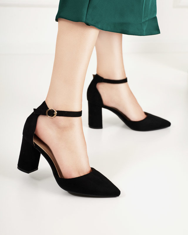 OUTLET Fekete női szandál magasabb oszlopon Hareda - Lábbeli