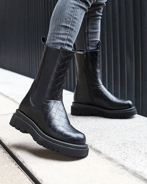Fekete női csizma dombornyomással Ahetto- Footwear