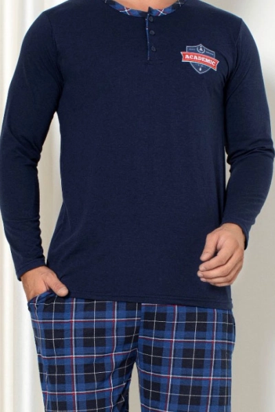 Royalfashion Pamut férfi kockás pizsama