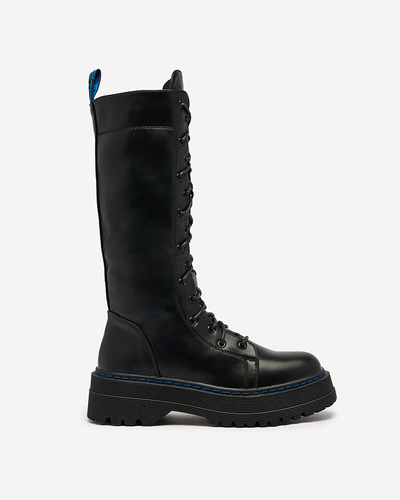 Royalfashion Fekete női magas szárú csizma Elicca