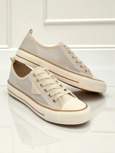 Aurelia Beige - női szövet tornacipő lapos, 3 cm-es talpon