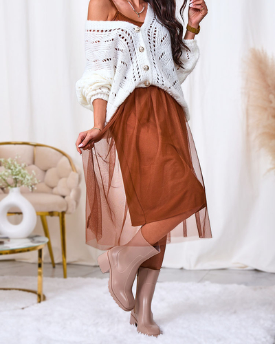 Royalfashion Camel női midi ruha tüllel