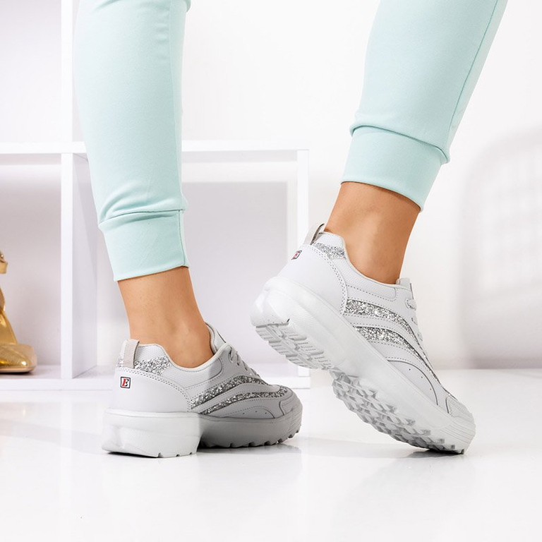 Világosszürke női sportcipő csillogással Undine - Lábbeli
