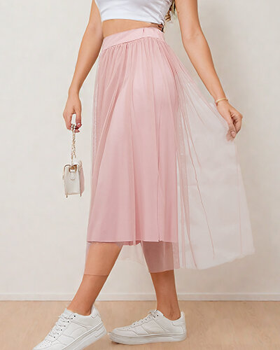 Royalfashion Női dupla rétegű midi szoknya