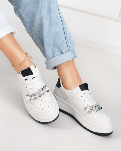 Fekete-fehér női sportcipő láncos tornacipő Nevito - Lábbeli