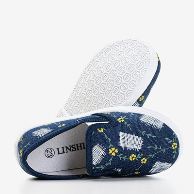 Granatowe dziecięce tenisówki slip - on Inga - Obuwie