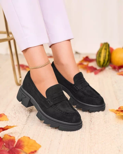 Royalfashion Fekete női áttört mokaszin Lace Glide