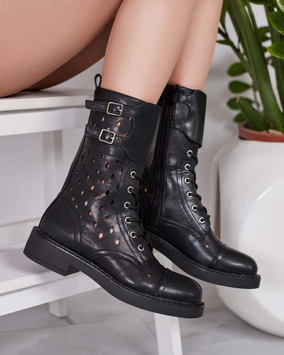 Royalfashion Női áttört csipkés csizma Belsel