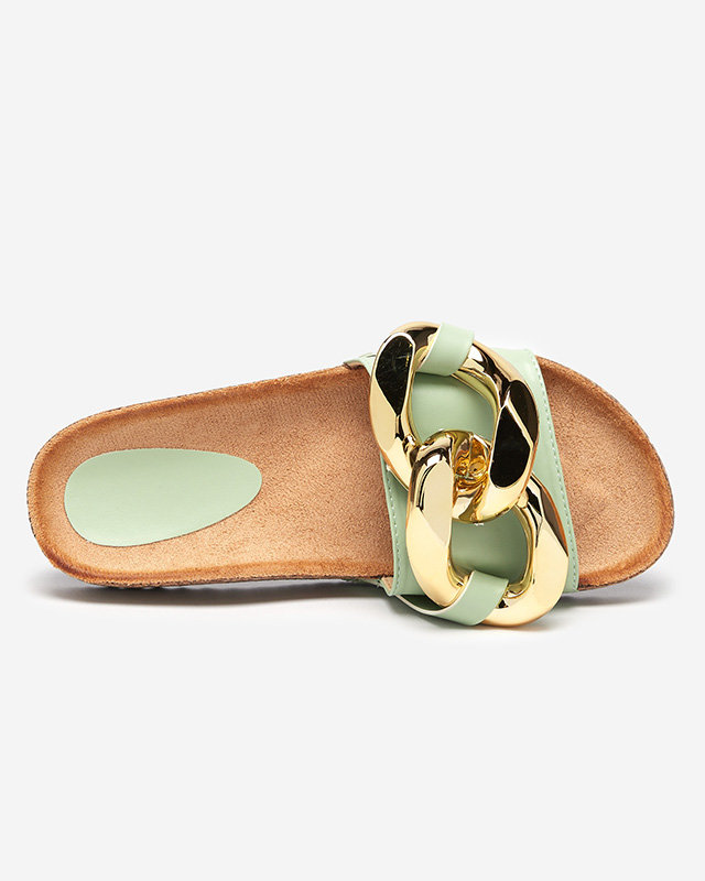 OUTLET Zöld női papucs díszítéssel a Fixci- Footwearnél