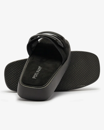 Fekete női flip-flop öko-szarvasbőrből Omve - Lábbeli