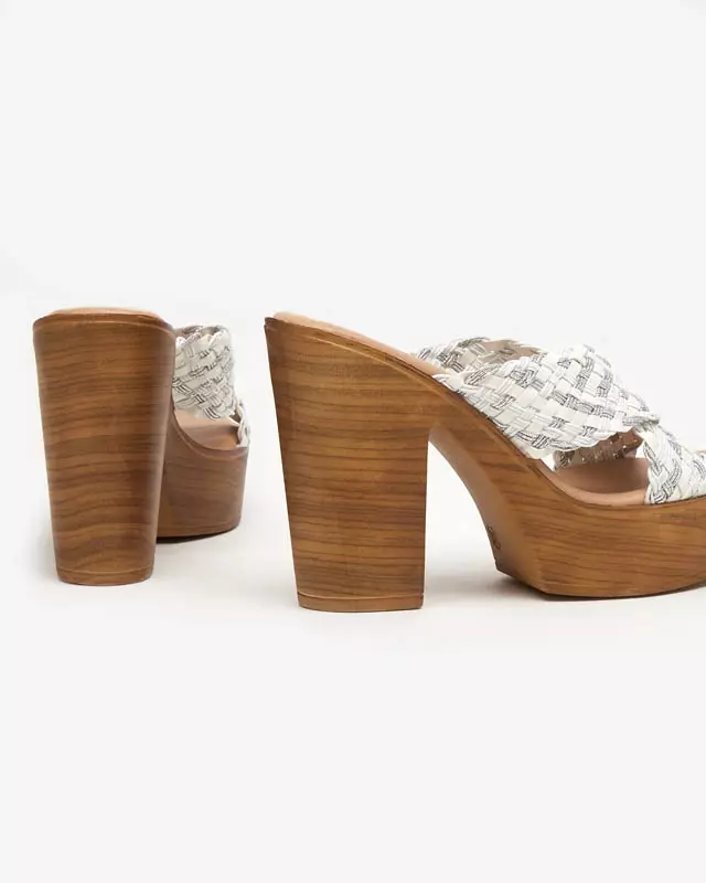 OUTLET Női fehér papucs magas oszlopon Kotinso - Lábbeli