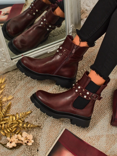 Magas szárú női öko bőr bokacsizma Pearl Mist