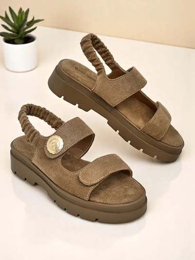Royalfashion Callisto női barna ökológiai bőr platform szandál