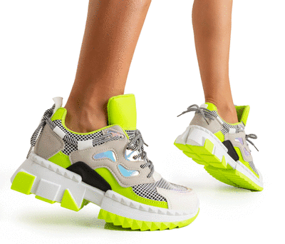 Neonowe zielone sportowe buty damskie Crazy - Obuwie
