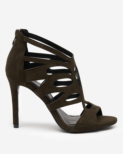 Sötétzöld női magassarkú szandál Etrop - Lábbeli