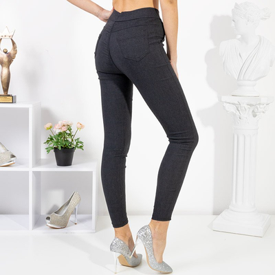 Női fekete treggings zsebbel - Ruházat