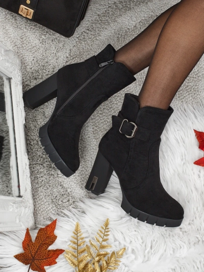Liravie női öko velúr bokacsizma vastag sarokkal