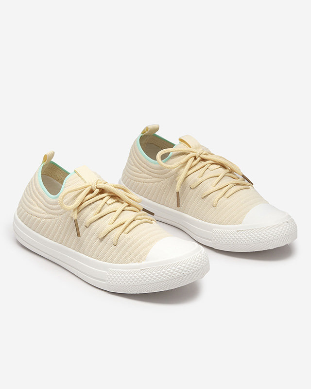 OUTLET Bézs színű női bordás tornacipő Manfer- Footwear