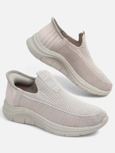 Aurelia Comfort Bézs Színű Slip On Női Szövet Cipő Lapos Sarokkal