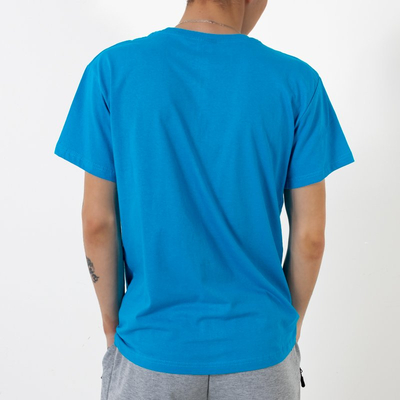 Türkiz pamut póló nyomtatással - Ruházat