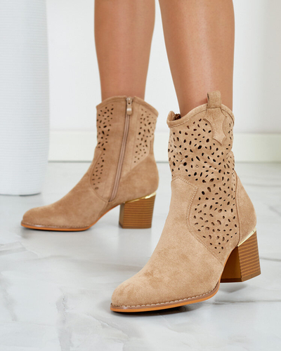 Royalfashion Női alacsony posztó áttört Mozie csizma