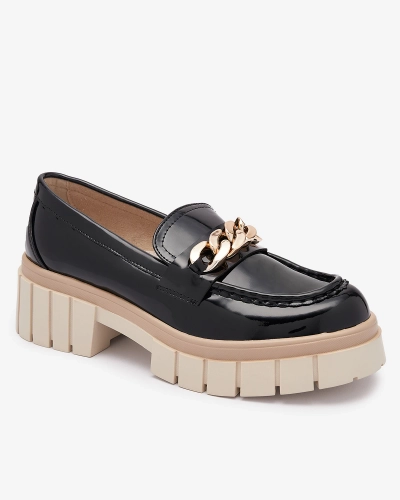 Lakkozott női mokaszin fekete színben Aquan- Footwear