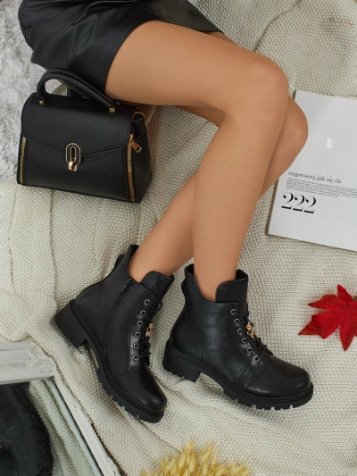 Veltih öko bőr fűzős női bokacsizma