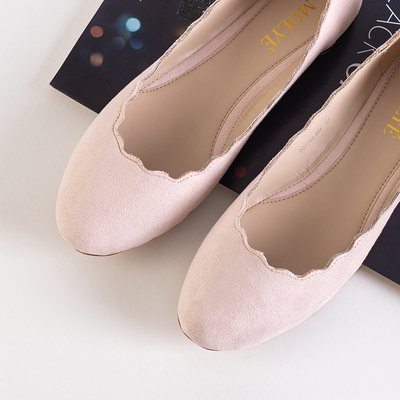 OUTLET Világos rózsaszín női öko-velúr balerinák Antonelia - Cipők