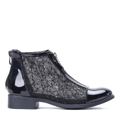 Czarne koronkowe botki Zamessera - Obuwie
