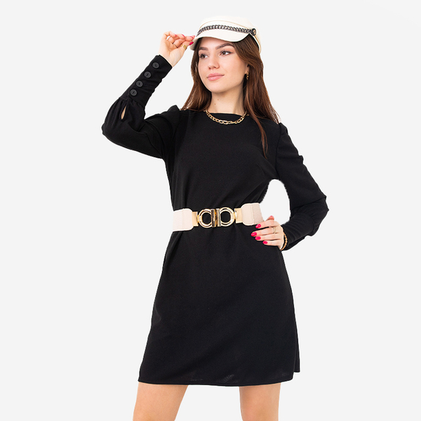 Bézs rugalmas öv dekoratív arany csattal - Kiegészítők