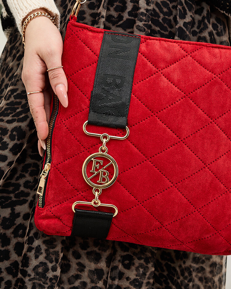 Royalfashion Piros steppelt öko-szarvasbőr női kézitáska