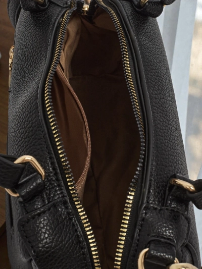 Luna fekete bőr női táska, elegáns, mindennapi használatra