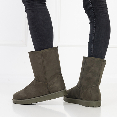 Sötétzöld sima hócsizma Lesledi - Lábbeli