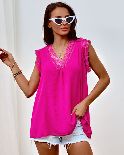 Royalfashion női ujjatlan blúz csipkével