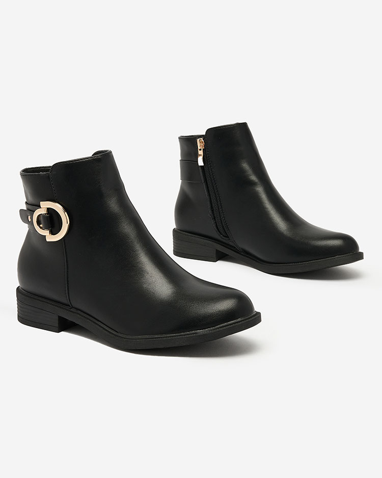 Royalfashion Fekete női csizma a'la sztyblety díszítéssel Ederte