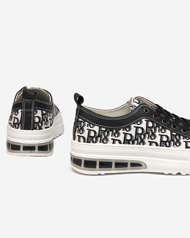 Fekete mintás női tornacipő Neriwas platformon - Lábbeli